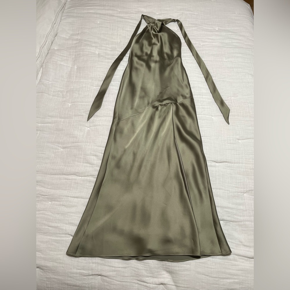 Revelry - Athena - silver sage satin - size 2P dress